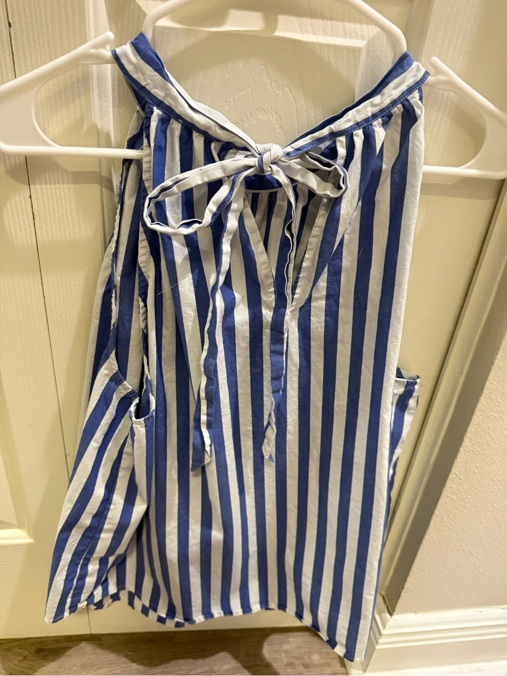 J. Crew Blue and White Striped Sleeveless Halter top